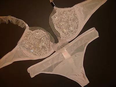 Victoria's Secret Unlined 32C34B34C36C BRA SET EMBELLISHED TAUPE Gray BEADED • $69.99