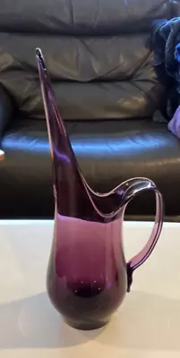 Vintage Glass “Viking” 15” Tall In Amethyst/Purple Swung Vase Pitcher 1960-1969 • $87.97