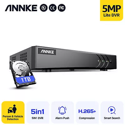 ANNKE 5MP Lite DVR 8CH Or 16CH Video Recorder H.265+ Person/Vehicle Detection • $89.69