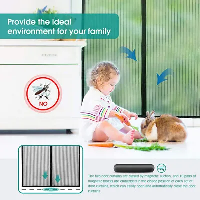 £8.49 • Buy Magic Curtain Door Mesh Fastening Magnetic Mosquito Fly Bug Insect Net Screen UK