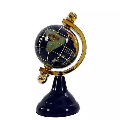 Mini Rotating Globe Paper Weight On Stand Lapis Blue 2 3/4  Tall • $25