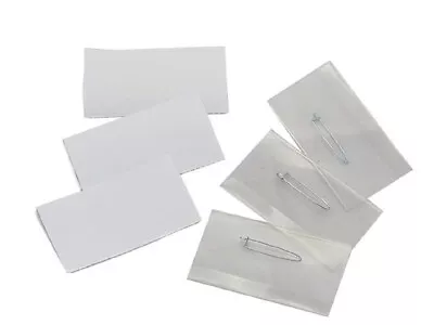 £7.98 • Buy 25 X VISITOR NAME BADGES WITH PINS 40x75mm + INSERTS