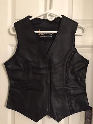 $65 • Buy Xelement Women's Braided Leather Motorcycle- Biker Vest  L