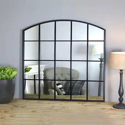 Large Window Garden Mirror Wall Mounted Metal Frame Outdoor Indoor Rustic Decor • £79.95