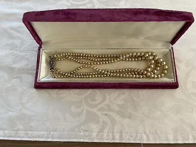 Vintage Double Strand Pearl Necklace In Original Box • £14