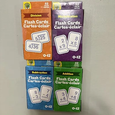 4pc Math Flash Cards Set Addition Subtraction Multiplication Division Homeschool • $9.90