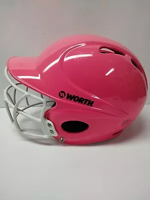 WORTH Low Profile Pink Softball Batting Helmet W/ Face Guard 6-1/8-6-7/8 LPTB1 • $14.99