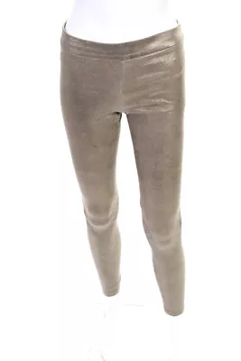 Vince Womens Leather Pull On Leggings Bronze Metallic Size Extra Small • $76.87