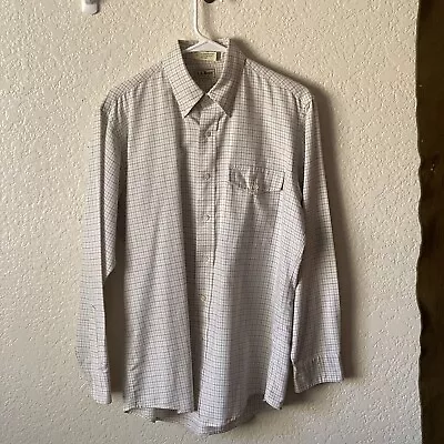 Vintage L.L. Bean Plaid L/S Button Shirt Freeport Maine Made USA - Mens 15.5 • $18.50