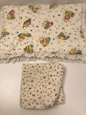 VTG 1995 Classic Winnie Pooh Bassinet / Cradle Quilt / Comforter & Fitted Sheet • $33.29