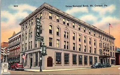 Mt. Carmel Pennsylvania PA Union National Bank Hotel Marble Hall Postcard A71 • $3.99