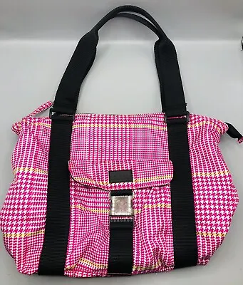 Lauren Ralph Lauren Pink Houndstooth Nylon Purse Tote Bag • $20