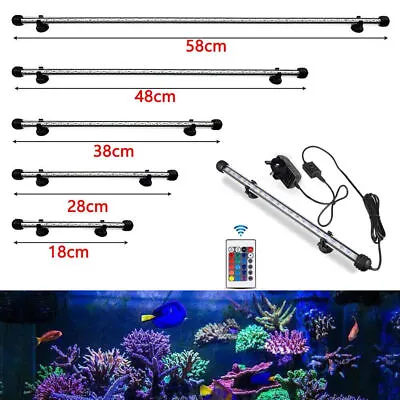 £11.99 • Buy Aquarium Fish Tank LED Lights Submersible RGB Tube Bar Lamp Strip Air Bubble UK