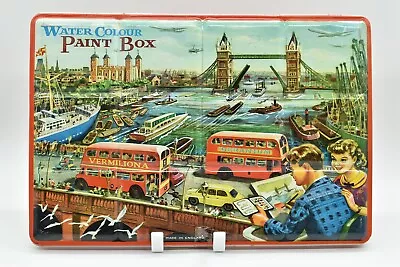 London Bridge Paint Box - VINTAGE METAL PAINT SET Tin Litho Page Of London • $45