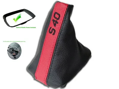 Shift Boot + Plastic Frame For VOLVO S40 2004-12 Leather Embroidery Red Stripe • $47.99