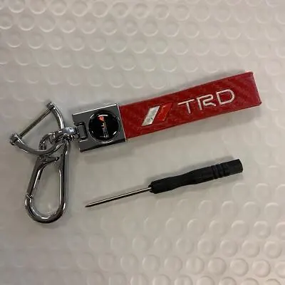 $7.99 • Buy New Red Carbon Fiber Leather Keychain Key Holder Tag For Trd Toyota Tundra Supra
