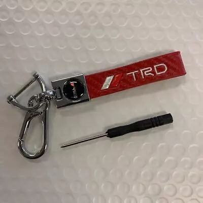 $7.99 • Buy New Red Carbon Fiber Leather Keychain Key Holder Tag For Trd Toyota Tundra Supra