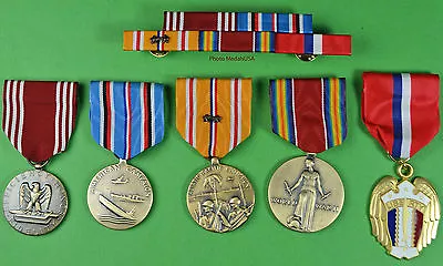 5 WWII Army Medals & Ribbon Bar For Service In The Pacific - Philippines WW2  • $104.95