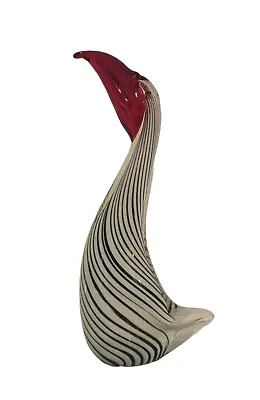 Vintage 1950s Layered Murano Glass Striped Penguin Bird Sculpture 11.5  Tall • $79.99
