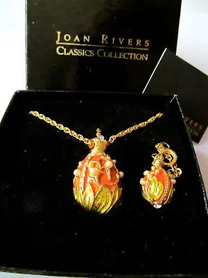 Joan Rivers Faberge Enamel Egg Necklace W/seed Pearls Lily Of The Valley W/Box • $150