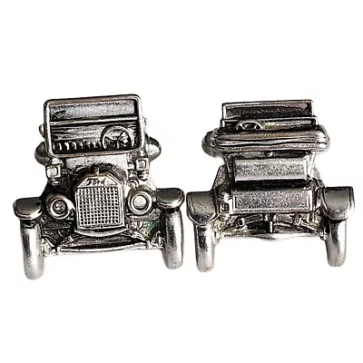 Vintage Ford Model T Cufflinks Silver Metal Avon Cuff Links Front Back Of Car • $17.50