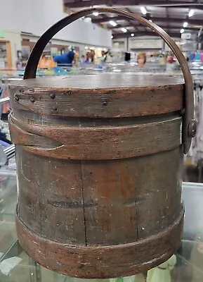 Vintage Antique Primitive Large Wood Wooden Shaker Firkin Bucket Misc. Sugar Etc • $50