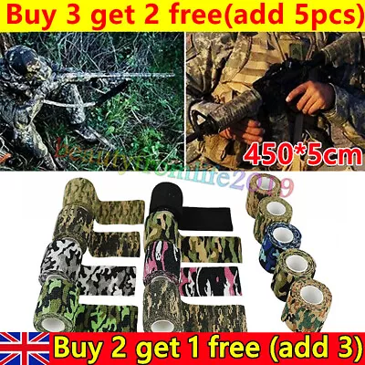 450CM Self-adhesive Camo Wrap Cycling Hunting Bandage Stealth Tape Non Woven NEW • £2.79