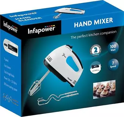 2L  Stand Hand Mixer With Bowl And Stand - 7 Speed Setting  2 Beaters INFAPOWER • £22.99