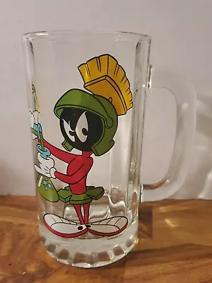 Vintage Marvin The Martian 1998 16 Oz Heavy Glass Beer/Soda Stein Mug W/ Handle • $52.99