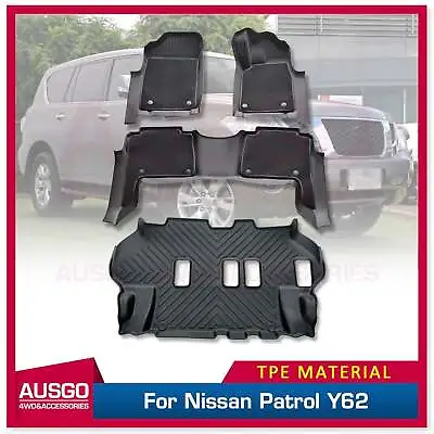 AUSGO 5D TPE 3 Rows Floor Mats For Nissan Patrol Y62 2012+ Door Sill Covered • $349.59