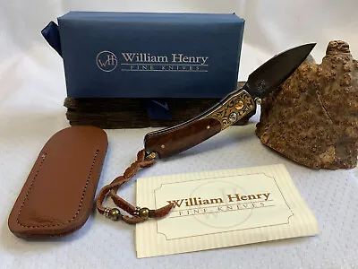 William Henry Folding Pocket Knife B09-AG2 24K Gold Koftgari Ironwood 27/50 • $2350