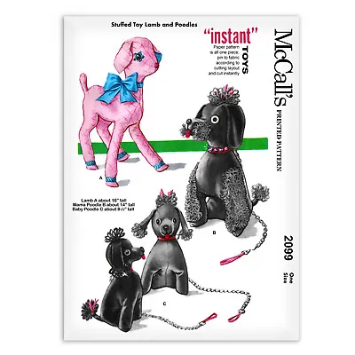 Poodle Lamb Puppy Dog McCall 2099 Sewing Pattern Toy Plush Stuffed Animal Black • $6.98