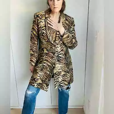 90s Tapestry Midi Jacket Animal Print Retro Funky Statement Jackets Medium • $39.99