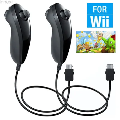 2 PACK For Wii & Wii U Console Nunchuck Wii Nunchuk Game Controller Remote Black • $6.99