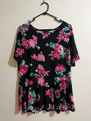 $19.95 • Buy ASOS CURVE Black Floral Printed Peplum T-Shirt Top Plus Size UK 20 US 16