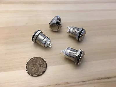 4 Pieces Silver Metal N/O Round Momentary 12mm 12v Push Button Switch A12 • $21.84