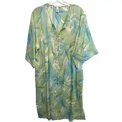 Oscar De La Renta Vintage Night Gown Womens Medium Green Tropical Sleep Dress • $39.95