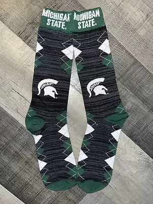 Michigan State Spartans College Mens Logo Fan Nation Dress Crew Socks Large Q • $9.67