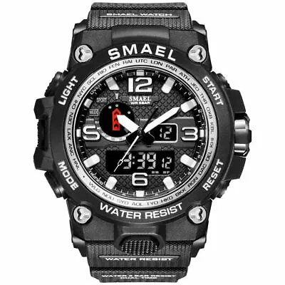 SMAEL Mens Sports Watch Waterproof Quartz Analog Digital Military Wrist Watches • £12.99
