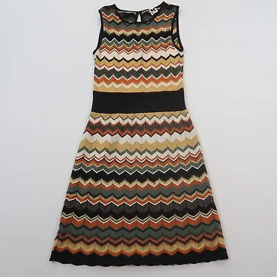 MISSONI Multicolor Sleeveless Knit Dress Size Medium / Large Chevron Gold Orange • $124