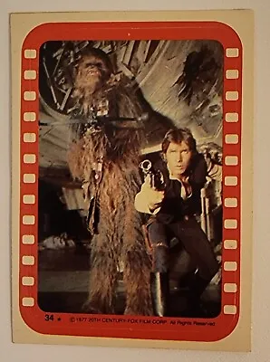 1977 Star Wars Vintage Sticker Red/white Border #34 Han Solo Chewbacca Very Good • $9