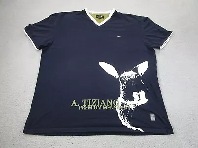 A. Tiziano Shirt Mens 5XL Blue Navy Tee XXXXXL Rabbit Bunny V-Neck 5X • $28.99