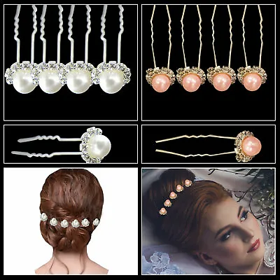 Pearl Flower Diamante Crystal Hair Pins Clips Prom Wedding Bridal Party 1-40pcs • £2.69