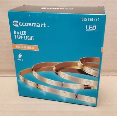 EcoSmart 8 Ft. Neutral White PLUG-IN Indoor LED Strip Light • $14.99