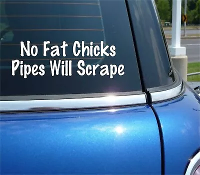 No Fat Chicks Pipes Will Scrape Decal Sticker Funny Motorcycle Bike Car Truck • $3.49