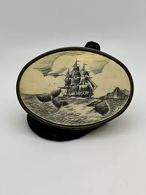 Vintage Moby Dick Whale BTS Solid Brass Belt Buckle • $8