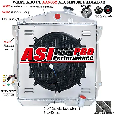 4 Row Aluminum Radiator Shroud Fan For 1943-48 Chevy Car Sedan Coupe 3.5L 3.8L • $259