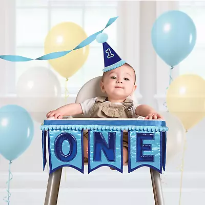 1st Birthday Boy Deluxe High Chair Banner Decoration Party Supplies • $22.99