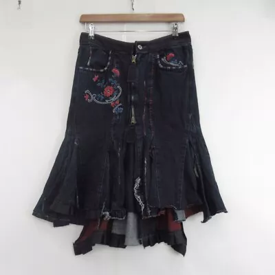 Marithe Francois Girbaud Skirt UK 12 USA 29 Y2K Blue Cotton Denim Flare • $92.20