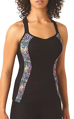 Panache 7345 Ultimate Sports Running Bra Vest Top In Black Geo Print • £25.50